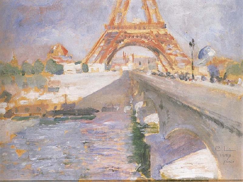 Carl Larsson The Eiffel Tower Under Construction Norge oil painting art